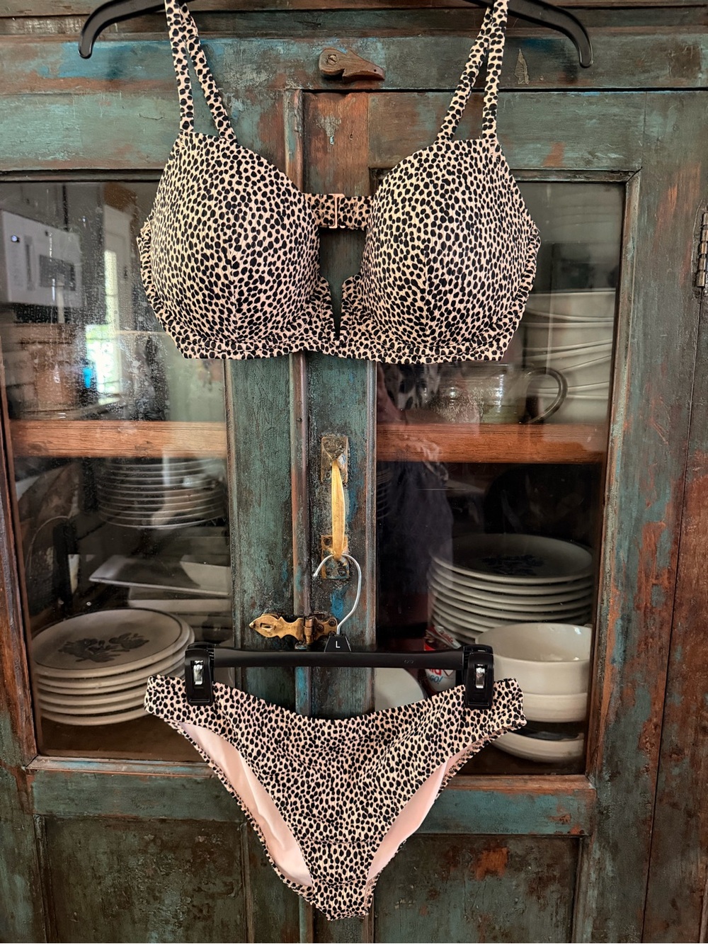Shade & Shore Black and Cream Leopard Print Bikini Set